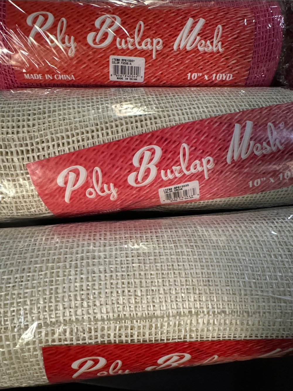 Lot of 7 Deco mesh cream ombré Fuschia pink red #3 - Picture 2 of 3